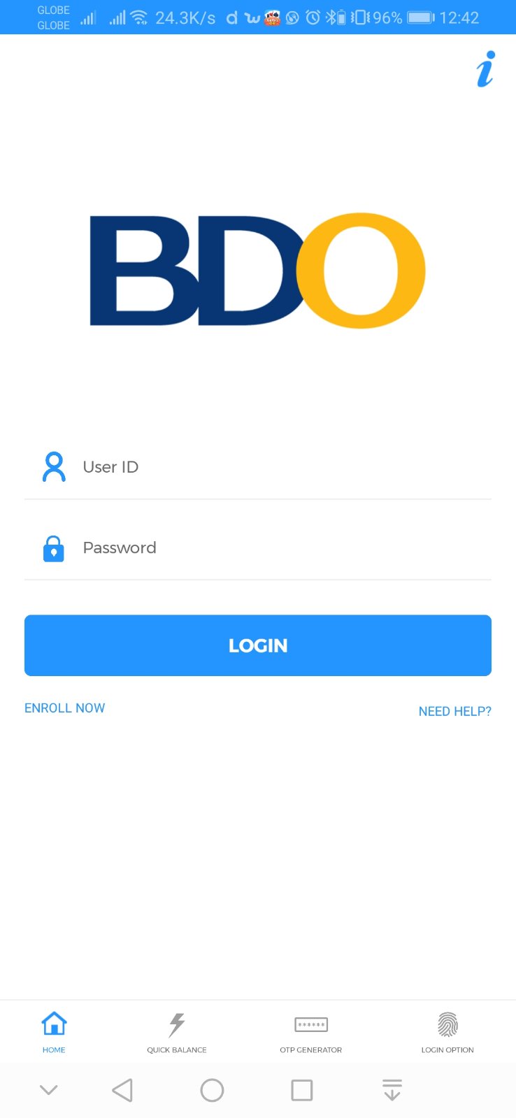 BDO Mobile Login Homepage